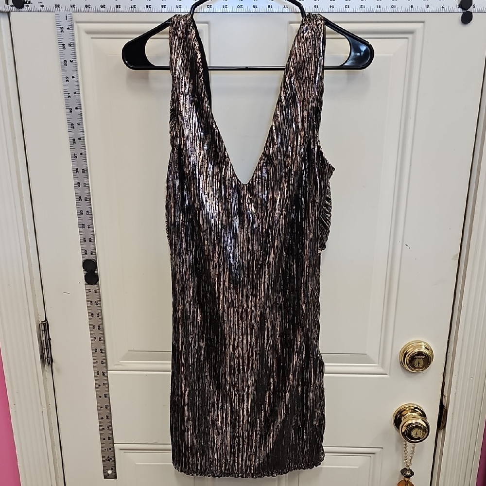 Party, Prom, Dance, Vacation, Metallic V-Neck, Mini, Dress, Travel, Vegas, Bride